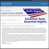 Knife Rights Submits Comment on Proposed Rulemaking