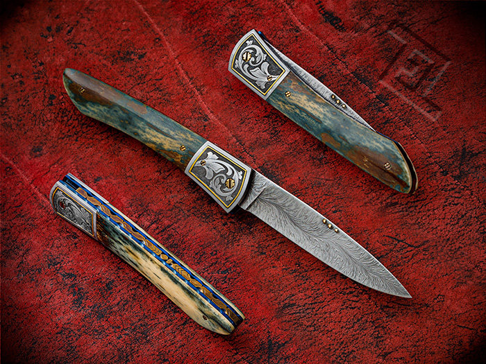 Caper Skinner Hunting Knife Set with Fossilized Mammoth Ivory